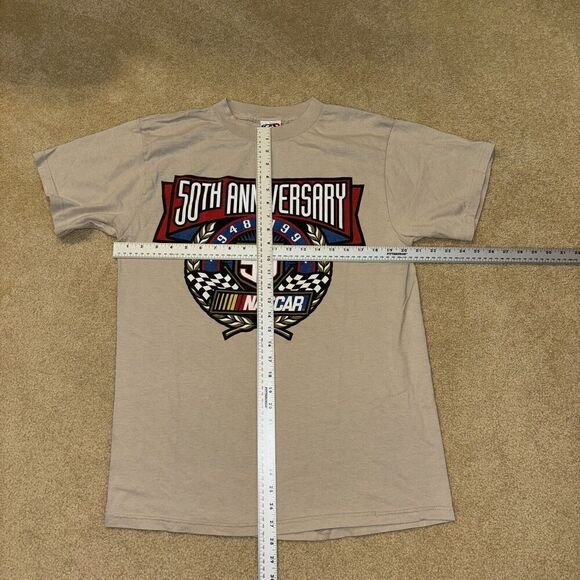 Vintage 90s 1948-1998 NASCAR Racing 50th Anniversary Shirt Tan Men’s Size M - Picture 4 of 6